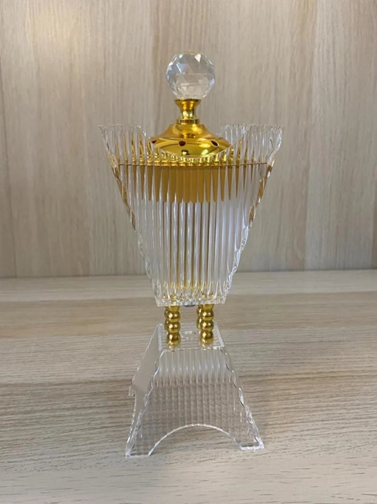 Brûleur d'Encens Bakhoor en Cristal - Design Luxe Doré