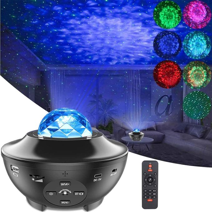 Projecteur de Lumière Nocturne Étoilée pour Chambre, Projecteur Galaxie Ciel Projecteur de Vagues Océaniques avec Télécommande et Haut-Parleur Bluetooth, comme Cadeaux pour Fête d'Anniversaire Chambre